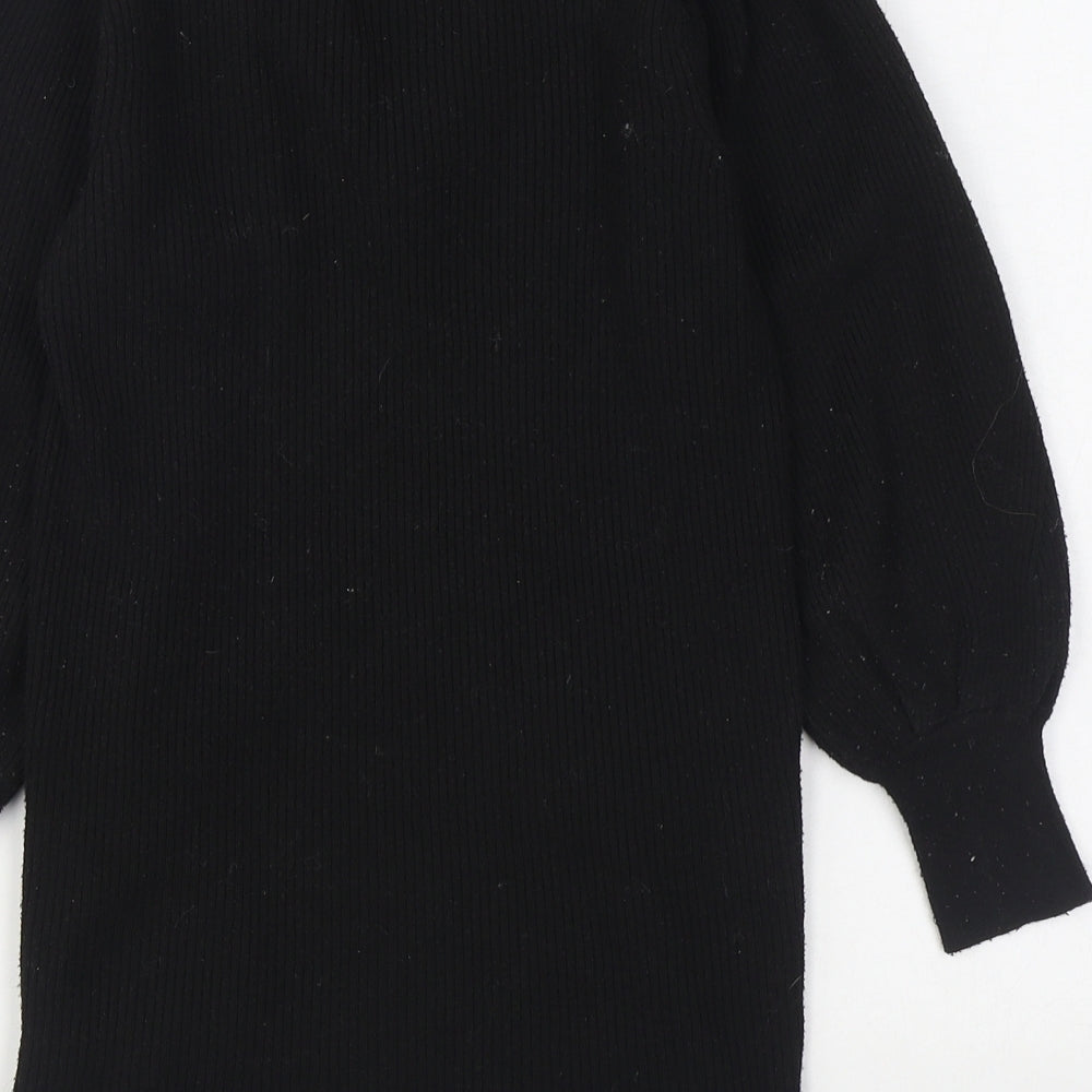 Dunnes Stores Girls Black V-Neck Polyester Pullover Jumper Size 10-11 Years Pullover
