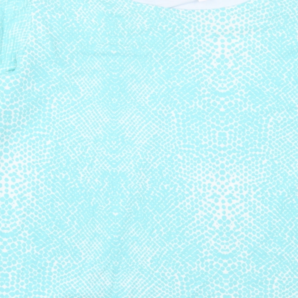 Gerard Womens Blue Geometric Viscose Basic T-Shirt Size 14 Crew Neck