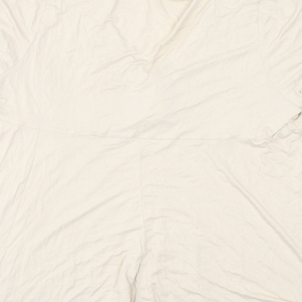 Evans Womens Beige Viscose Basic T-Shirt Size 12 Scoop Neck