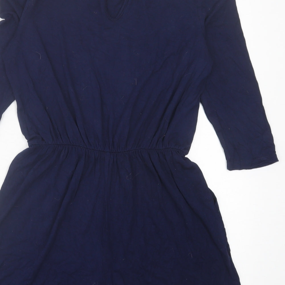 Boohoo Womens Blue Viscose Playsuit One-Piece Size 8 Button