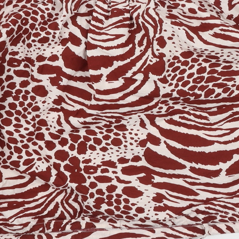 MNG Womens Multicoloured Animal Print Cotton Basic Blouse Size XS Off the Shoulder
