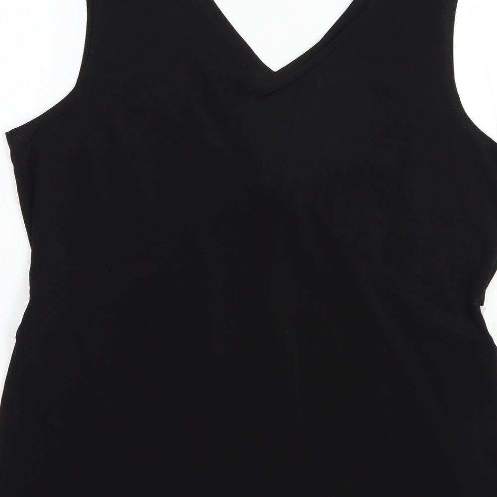 Michele Hope Womens Black Polyester Basic Tank Size 14 V-Neck