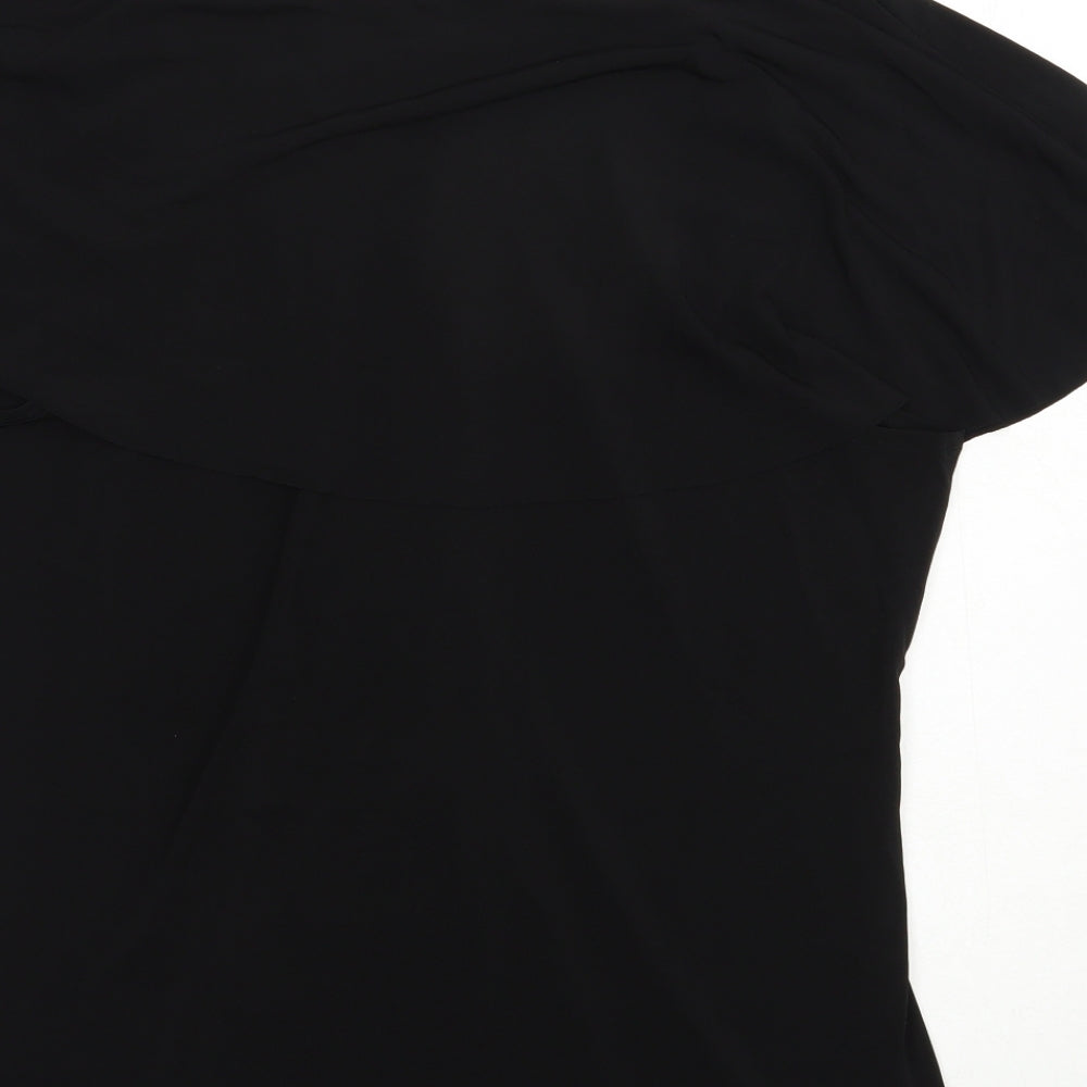 Simontons Womens Black Polyester Basic Blouse Size M V-Neck