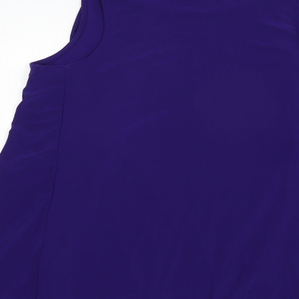 Nina Leonard Womens Purple Polyester Basic Blouse Size L Round Neck