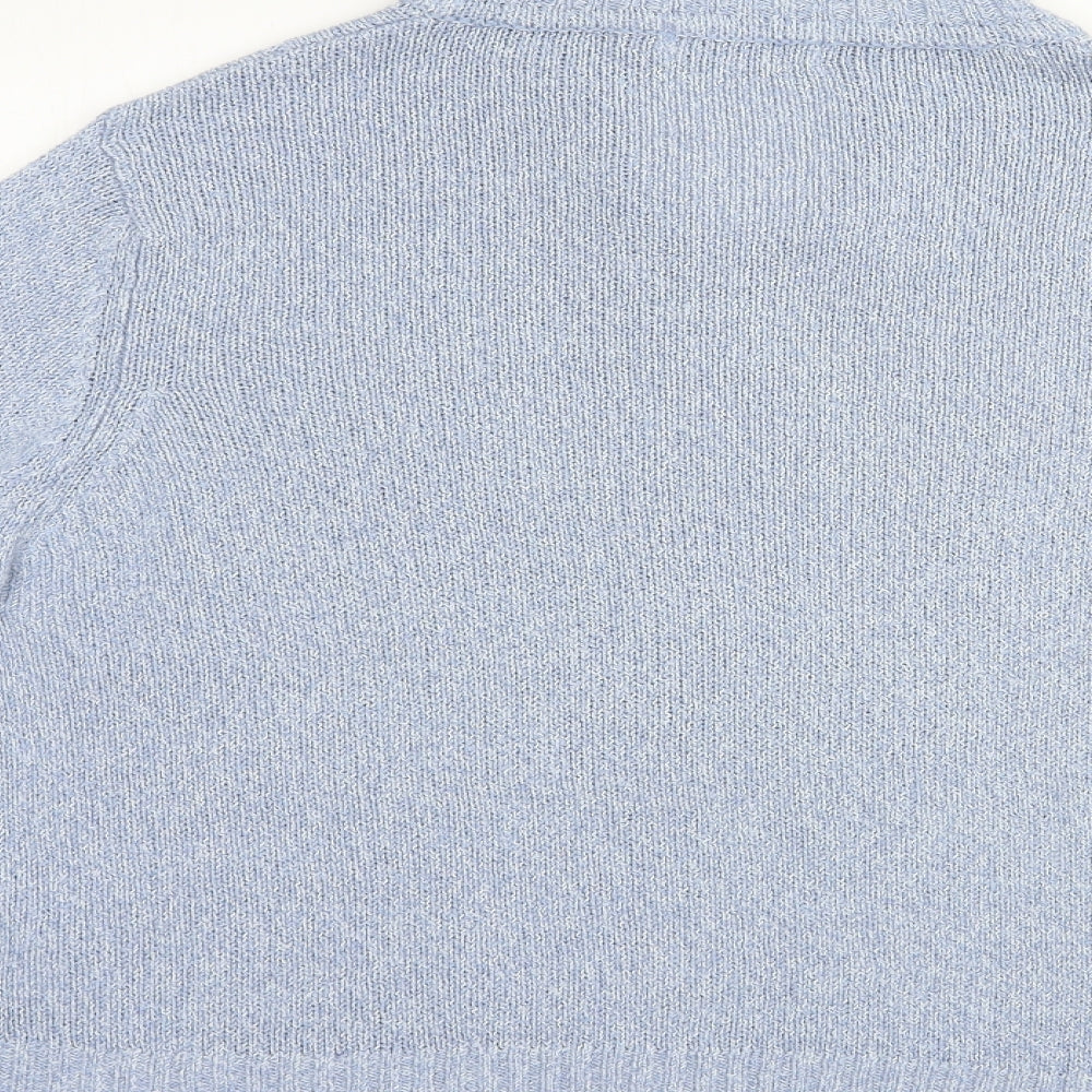 Pure & Natural Womens Blue Collared Acrylic Pullover Jumper Size 18