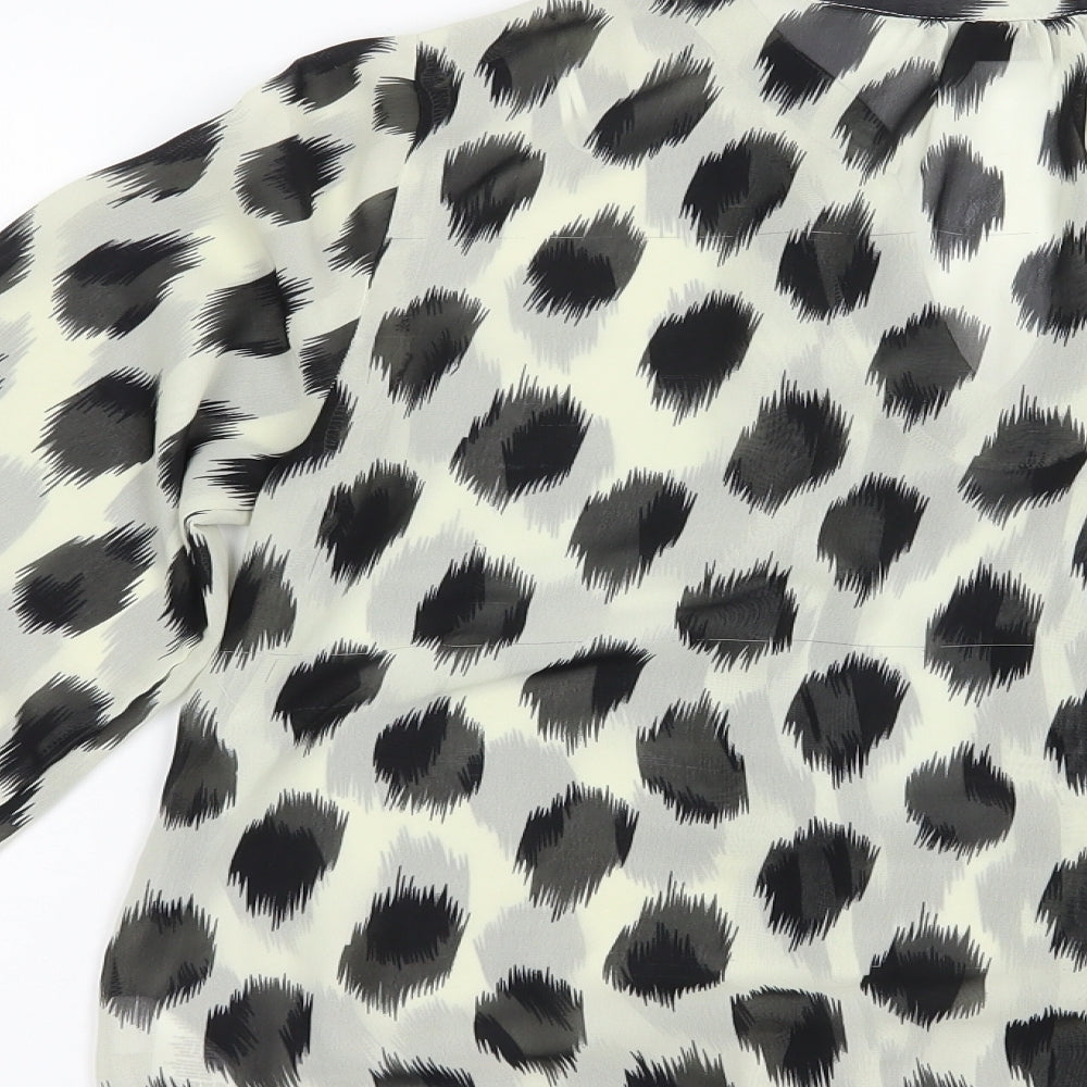Wallis Womens Ivory Animal Print Polyester Basic Blouse Size S V-Neck