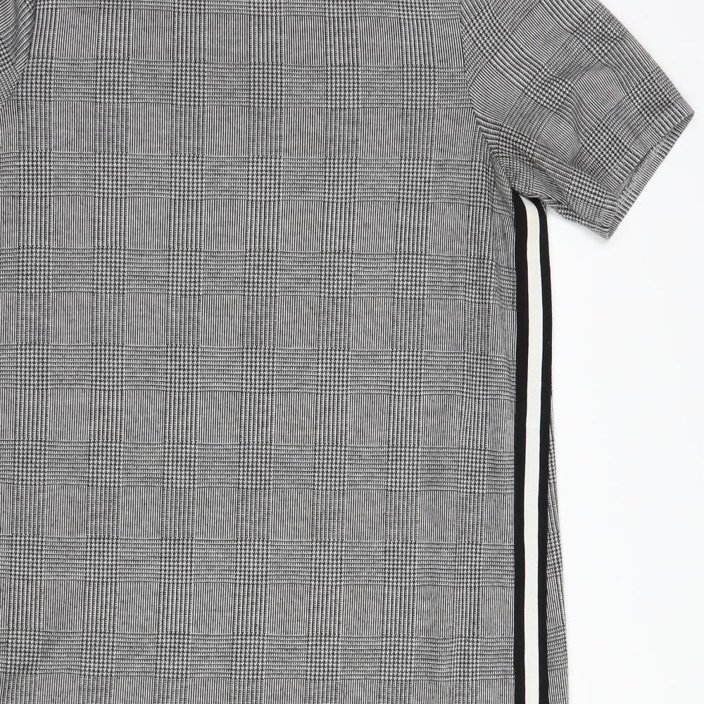 George Womens Grey Plaid Polyester Shift Size 12 Boat Neck Pullover