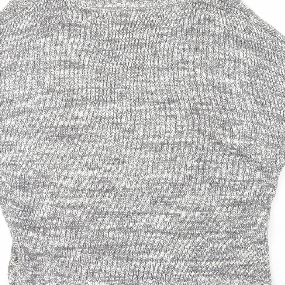 Peacocks Womens Grey Roll Neck Geometric Acrylic Pullover Jumper Size S