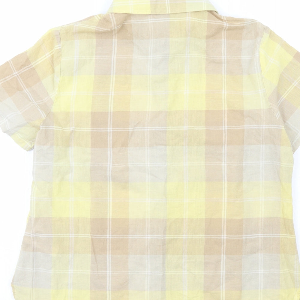 Damart Boys Yellow Plaid 100% Cotton Basic Button-Up Size 14 Years Collared