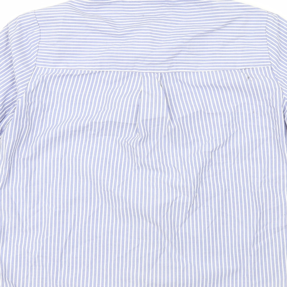 Damart Boys Blue Striped 100% Cotton Basic Button-Up Size 14 Years Collared