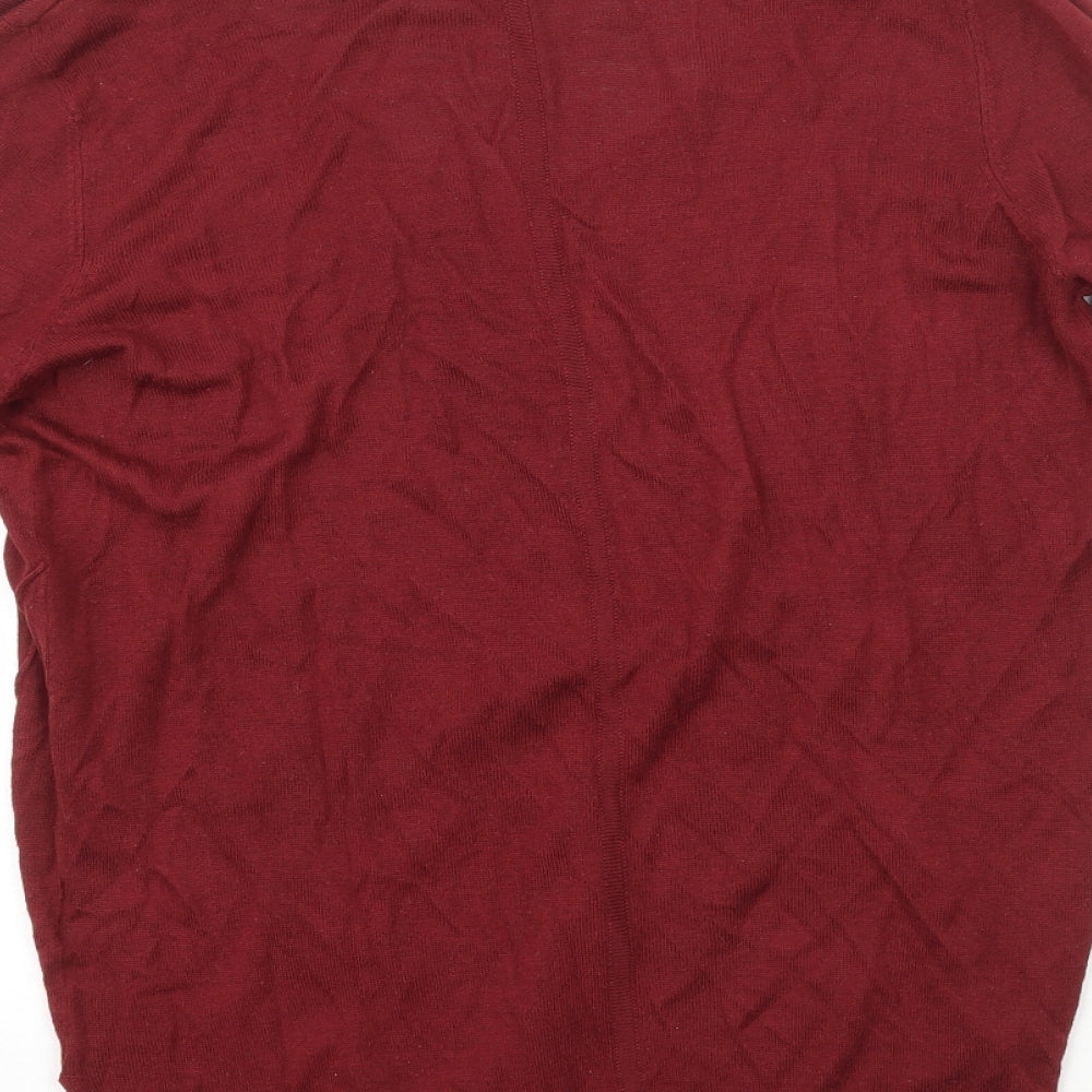 NEXT Womens Brown V-Neck Viscose Pullover Jumper Size 10