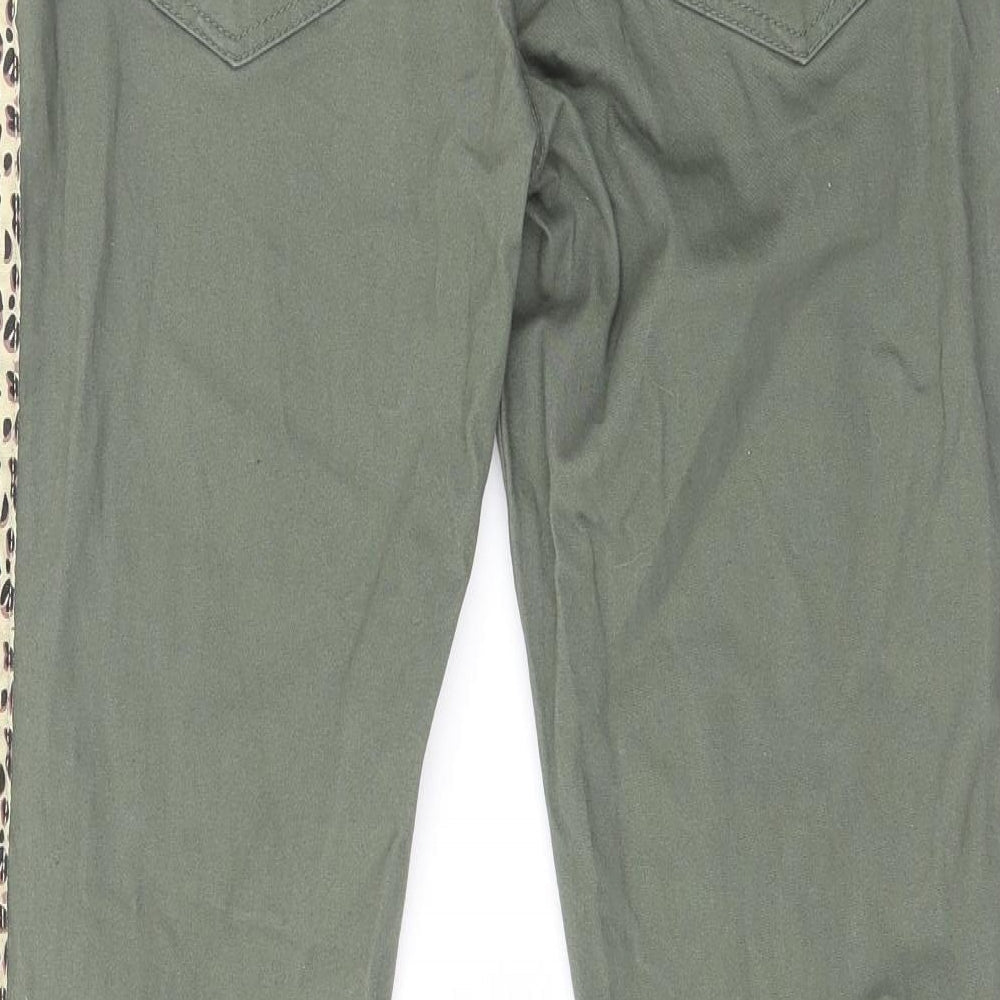 Glissade Womens Green Animal Print Cotton Trousers Size M L27 in Regular