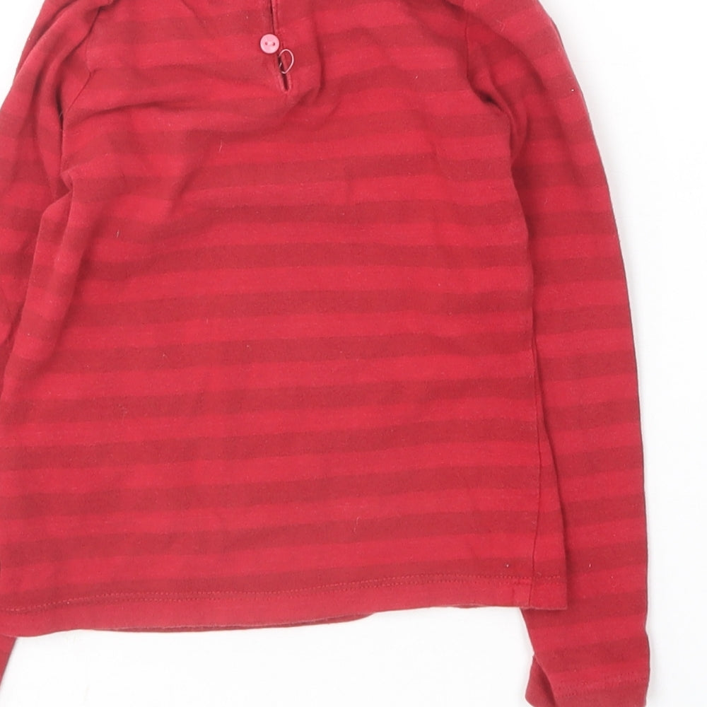 H&M Girls Red Cotton Basic T-Shirt Size 3-4 Years Collared