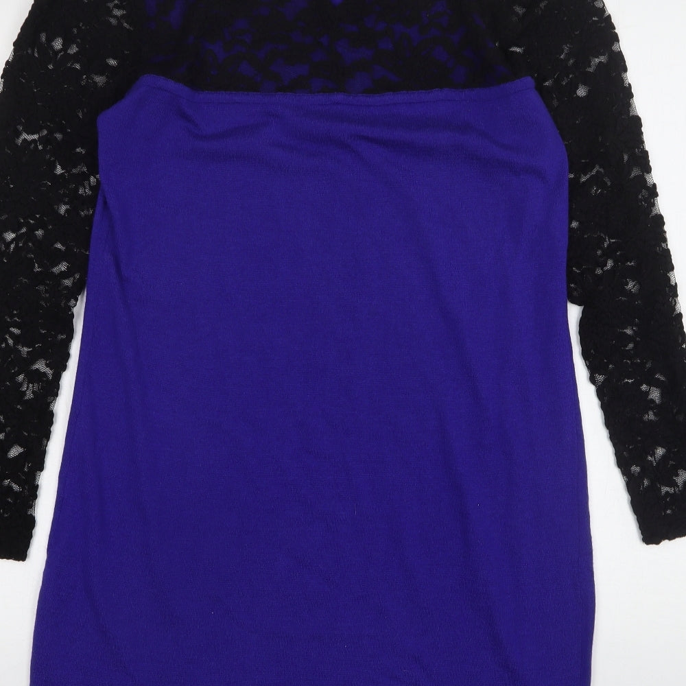 Almost Famous Womens Purple Acrylic Jumper Dress Size XL Round Neck