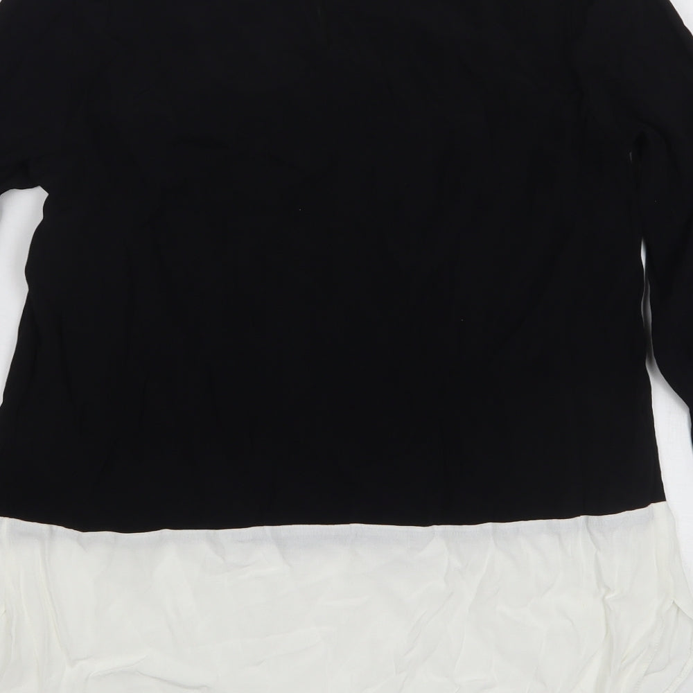 Papaya Womens Black Viscose Basic Blouse Size 12 V-Neck