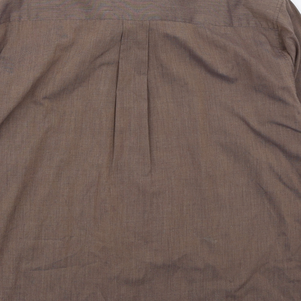 Double TWO Mens Brown Polyester Button-Up Size 15.5 Collared Button