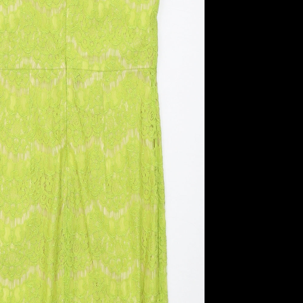 Darling Womens Green Nylon Pencil Dress Size M Round Neck Zip