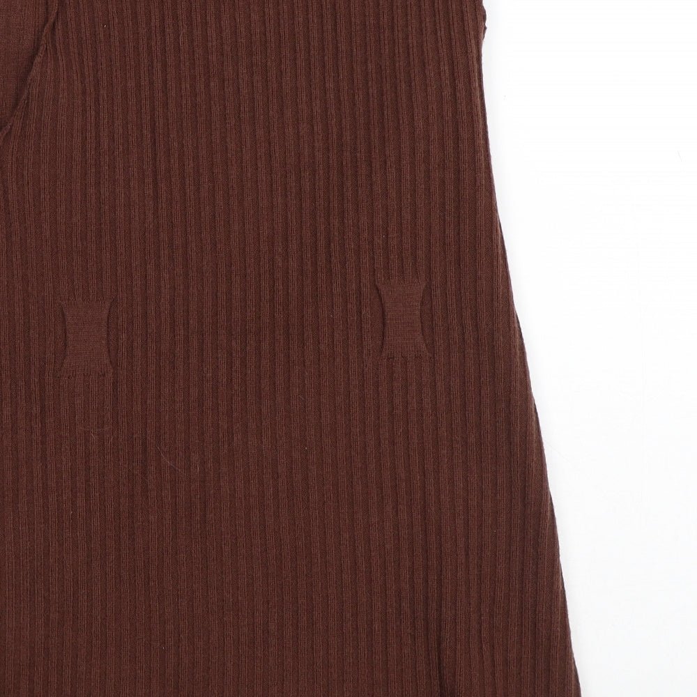 Preworn Womens Brown Polyester Jumper Dress Size S Crew Neck