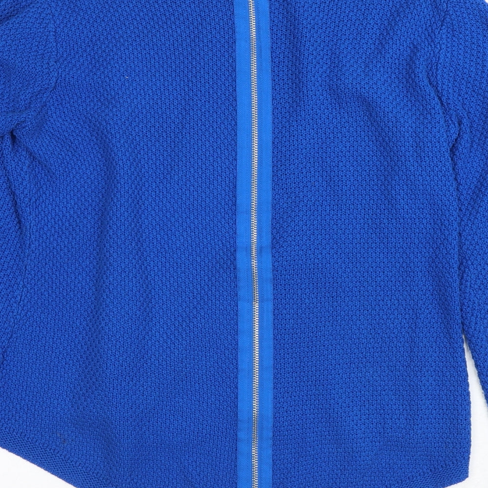 Marble Womens Blue Crew Neck Acrylic Cardigan Jumper Size M - Zip on back
