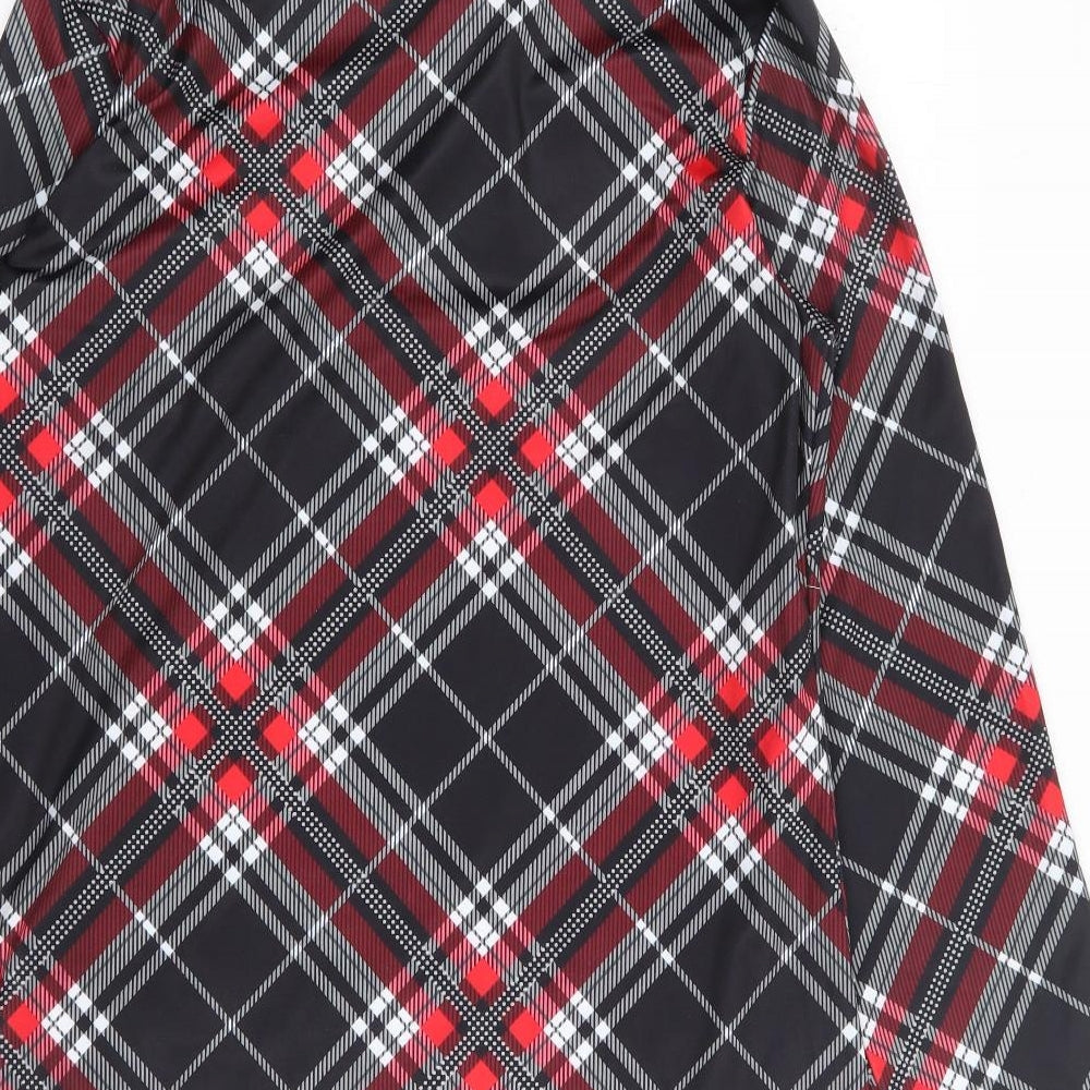 Preworn Womens Red Plaid Cotton A-Line Size M Mock Neck Pullover