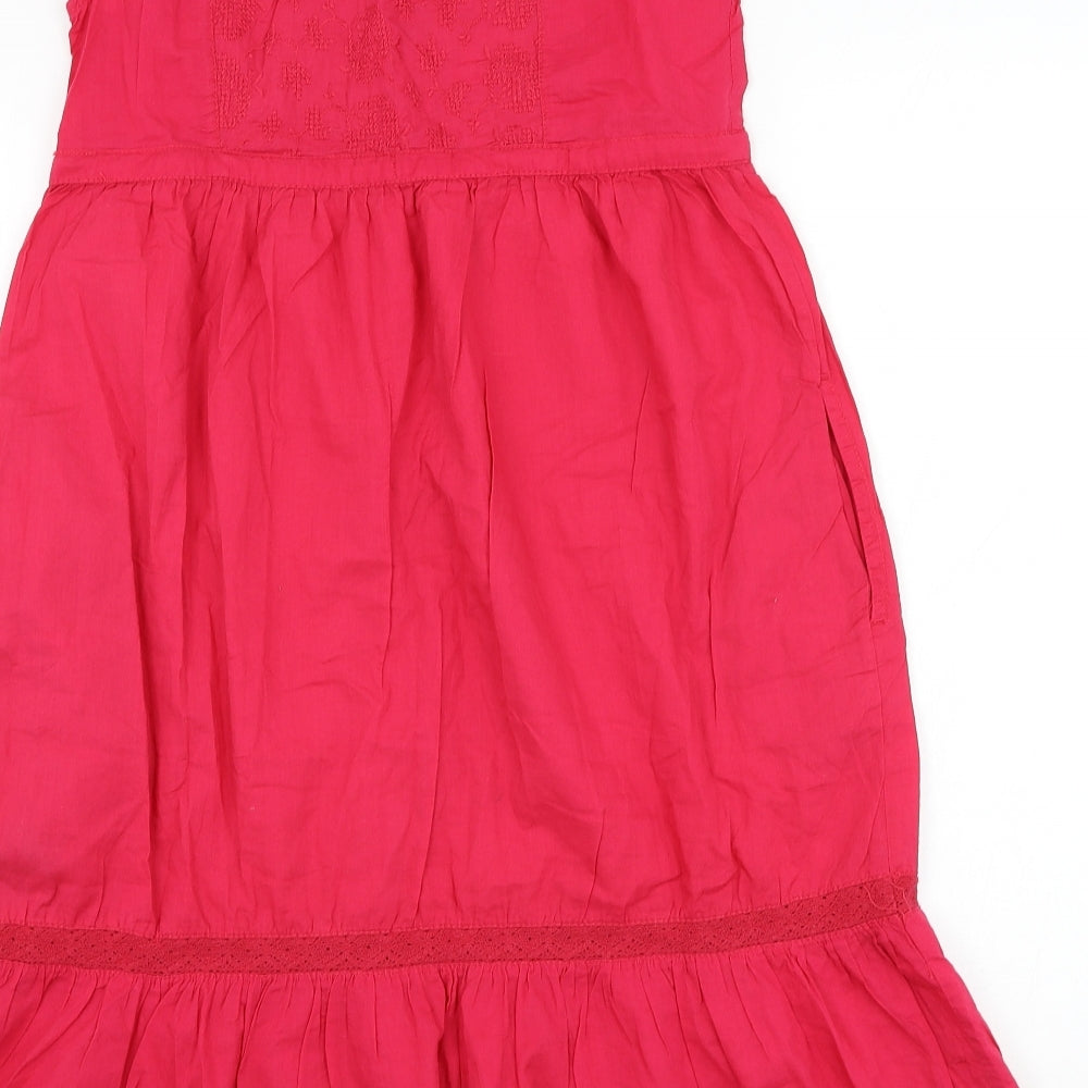 H&M Womens Pink Cotton Shift Size 8 V-Neck Pullover