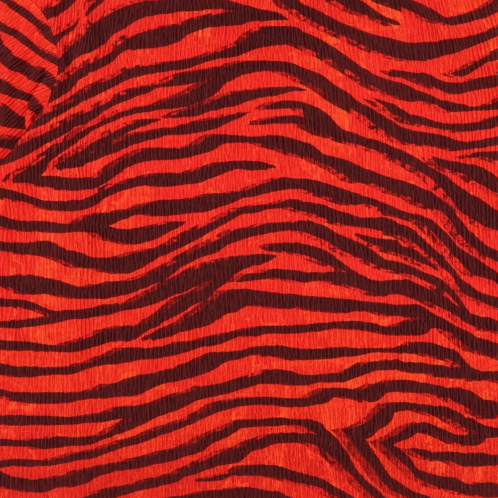 NEXT Womens Red Animal Print Polyester Basic Blouse Size 10 V-Neck