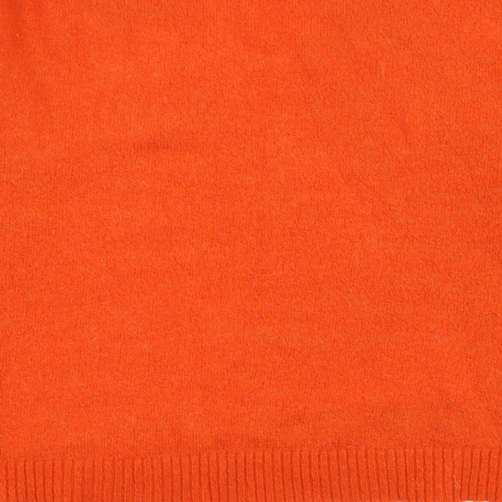 H&M Womens Orange V-Neck Acrylic Pullover Jumper Size S
