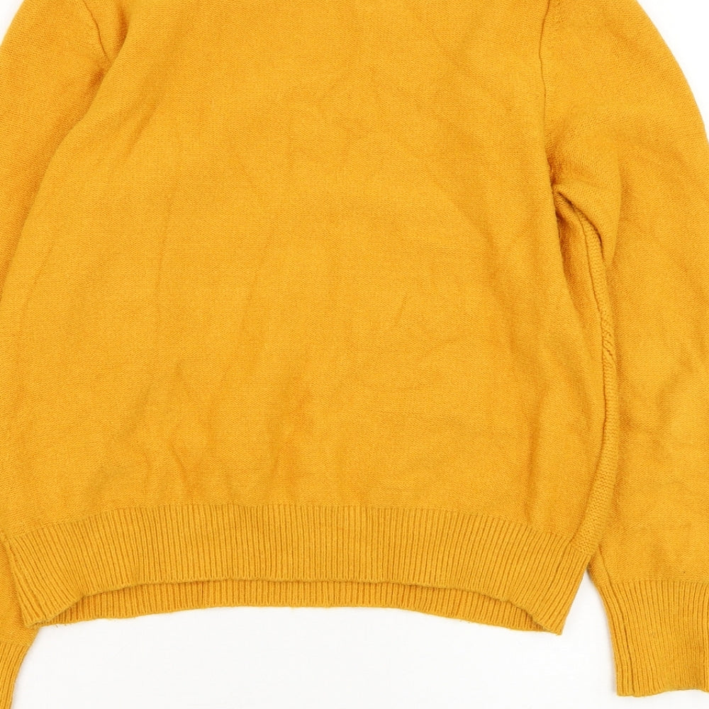 Oasis Womens Yellow Round Neck Viscose Pullover Jumper Size L