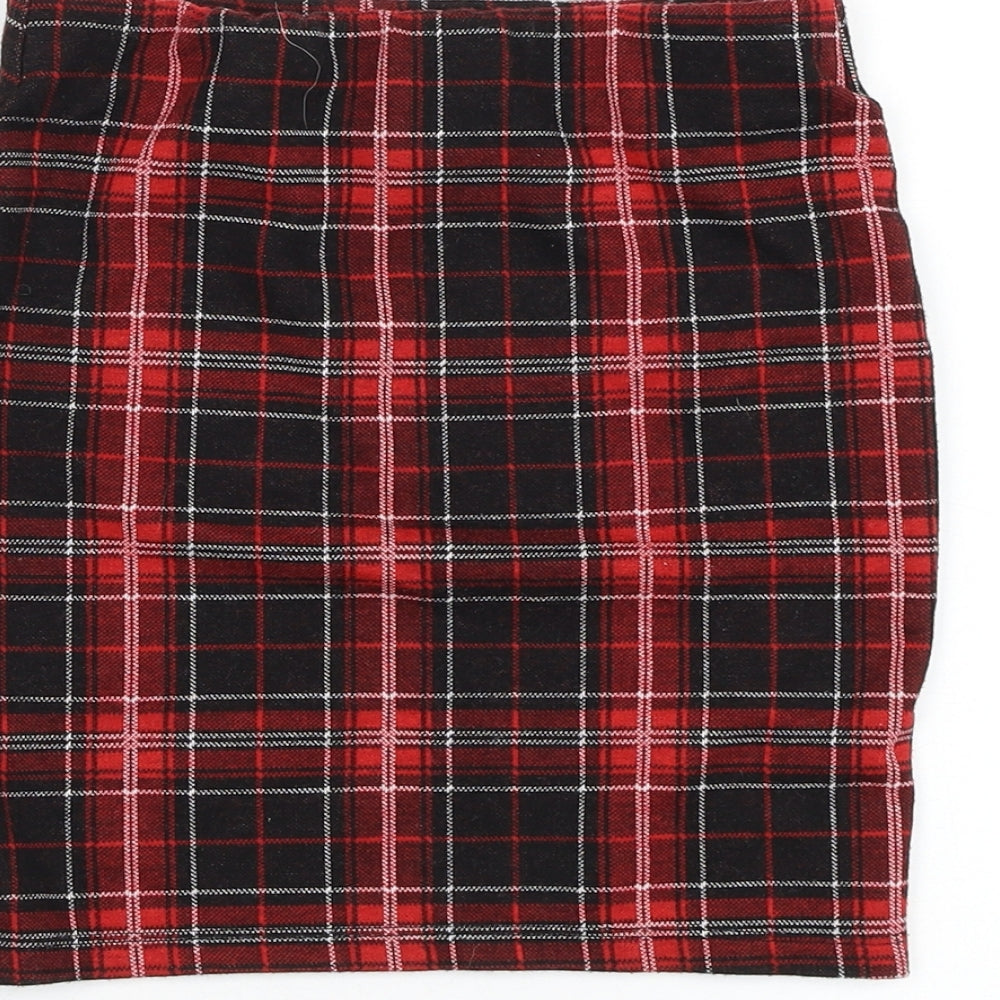 New Look Girls Red Check Polyester Straight & Pencil Size 9 Years Regular Pull On