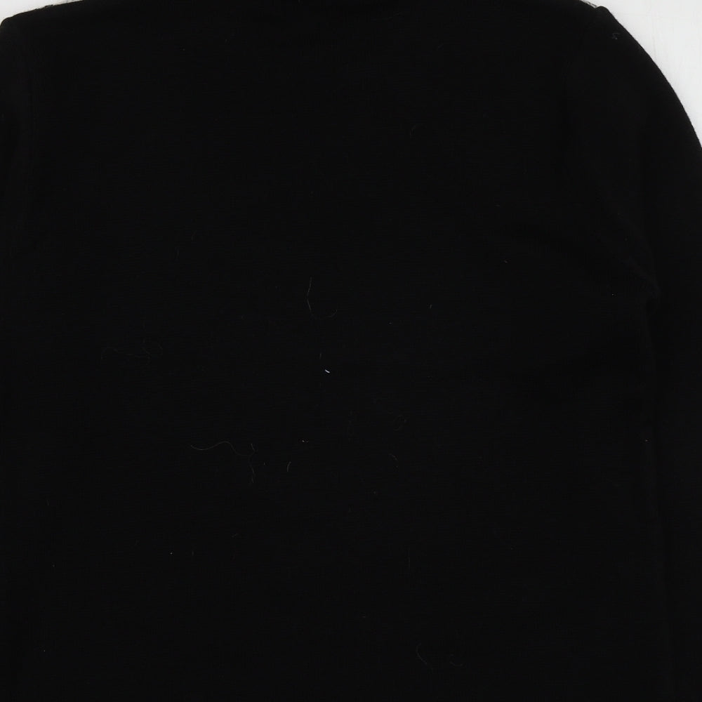 Lizzi Womens Black Roll Neck Geometric Acrylic Pullover Jumper Size M