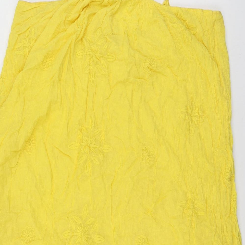 Zara Womens Yellow Cotton Basic Blouse Size L Halter