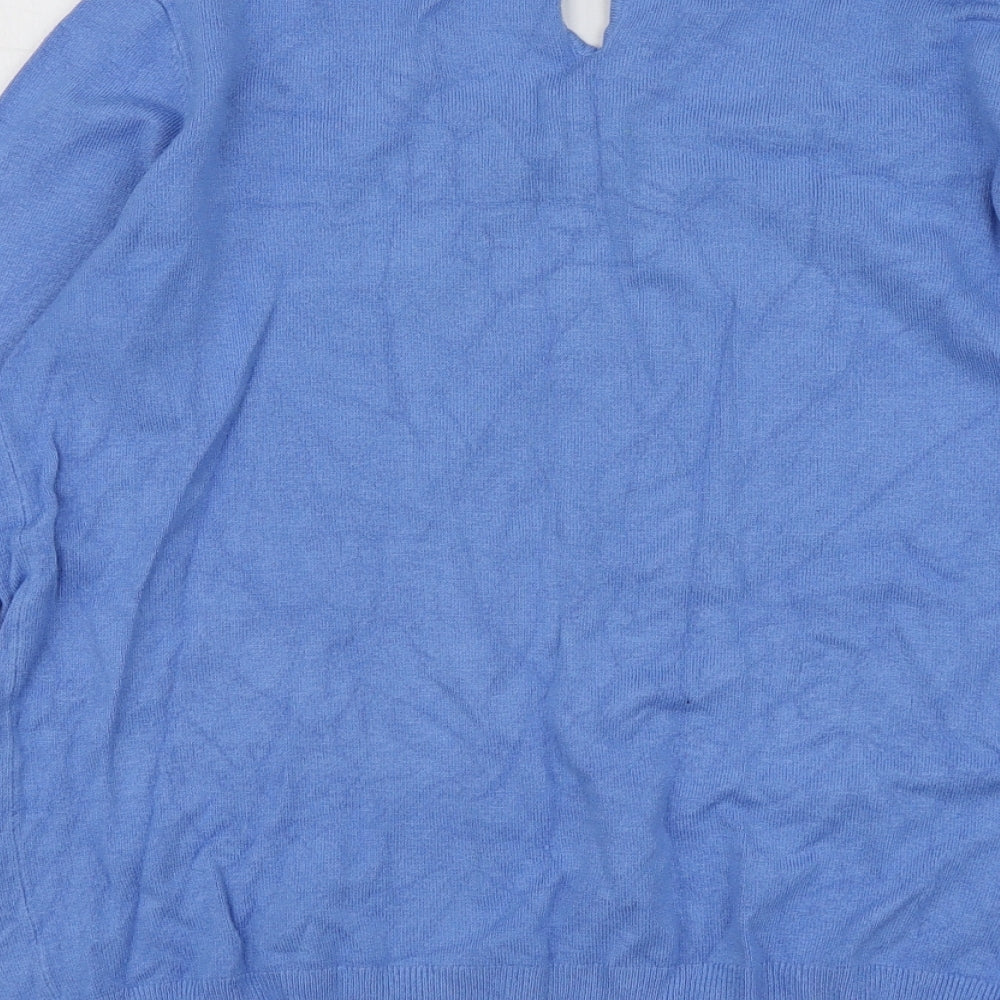 Mango Womens Blue Round Neck Acrylic Pullover Jumper Size M