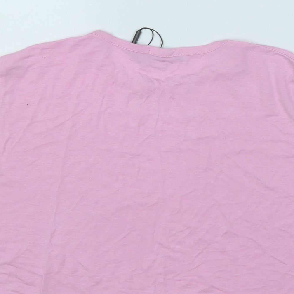 PRETTYLITTLETHING Womens Pink Viscose Basic T-Shirt Size 8 Round Neck