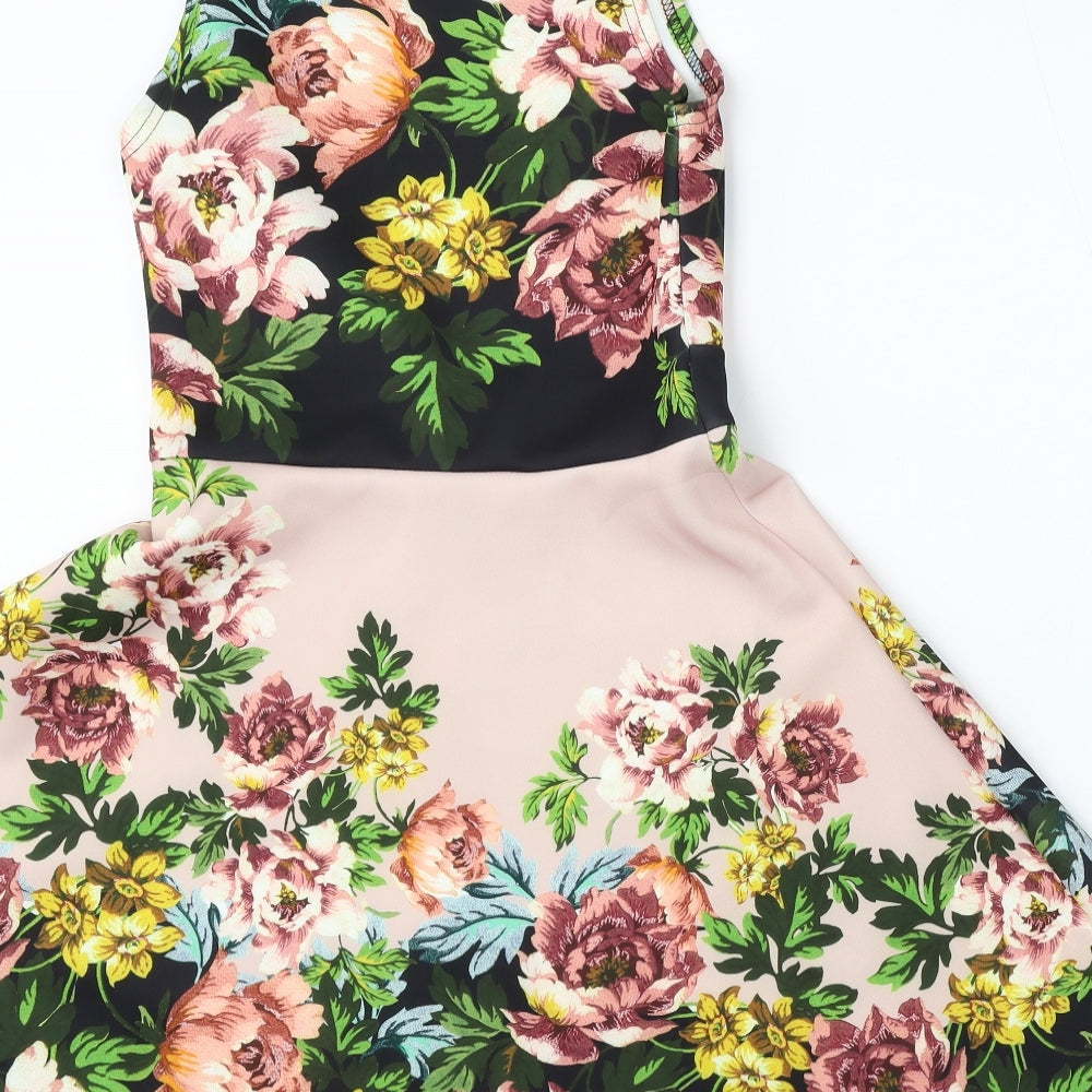 Preworn Womens Multicoloured Floral Polyester Trapeze & Swing Size 8 Round Neck