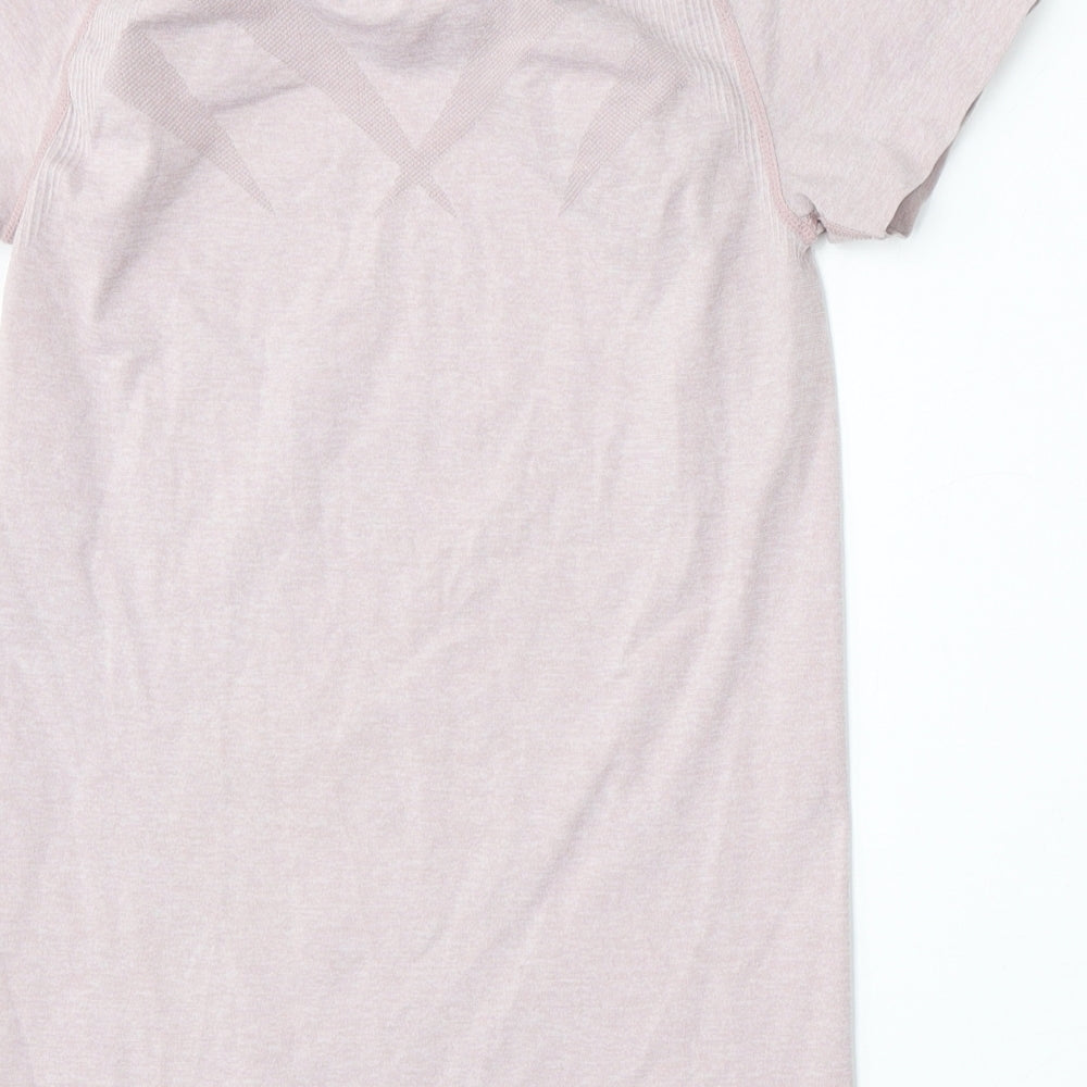 Workout Womens Pink Polyester Basic T-Shirt Size 8 Round Neck