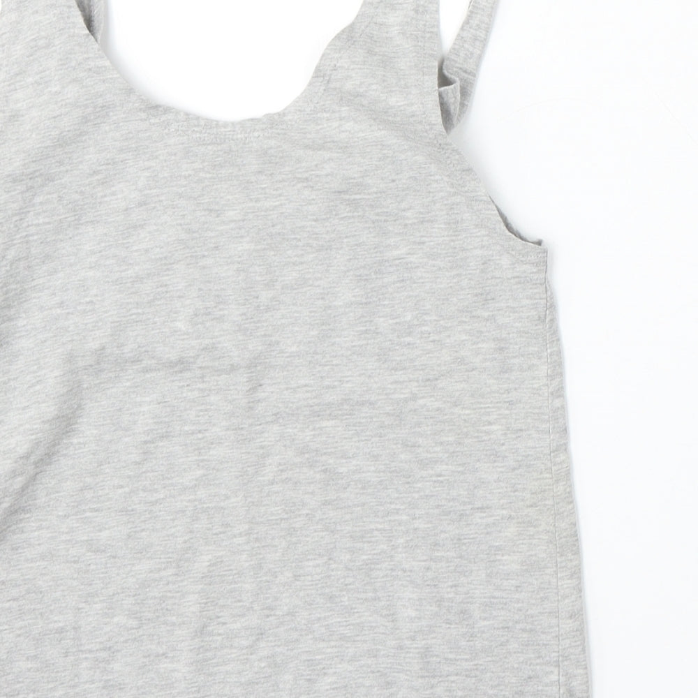Fashion Union Womens Grey Cotton Basic Tank Size 8 Round Neck
