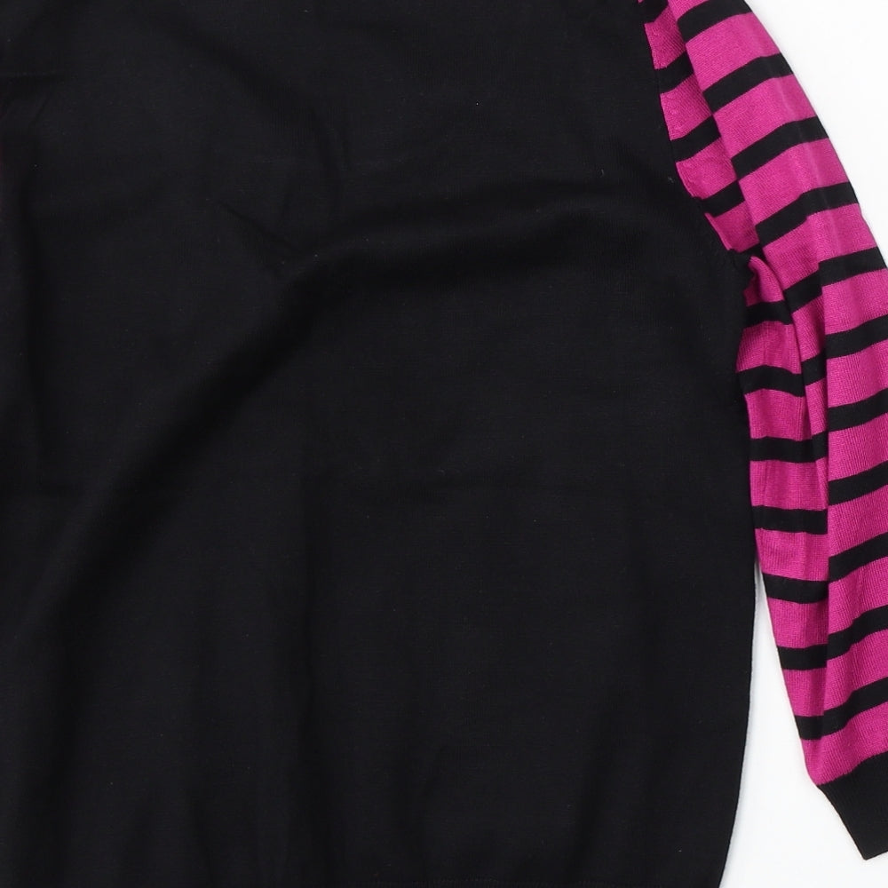 M&Co Womens Black Round Neck Viscose Pullover Jumper Size 12