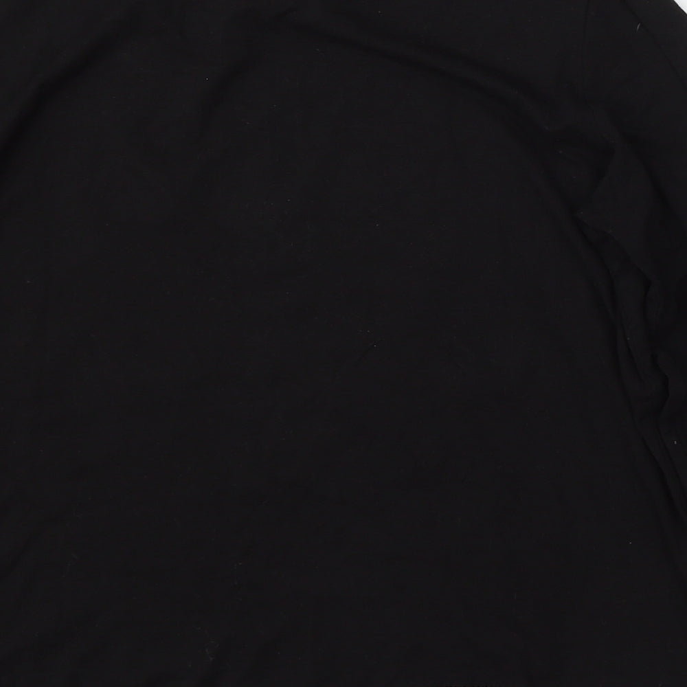 Lebek Womens Black Polyester Basic T-Shirt Size M Round Neck