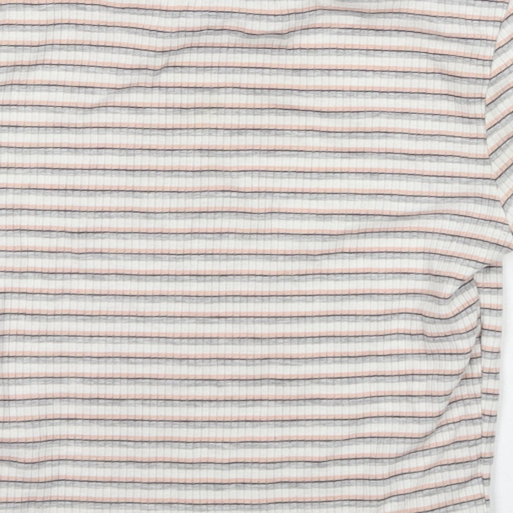 Primark Girls Multicoloured Striped Polyester Basic T-Shirt Size XS Round Neck