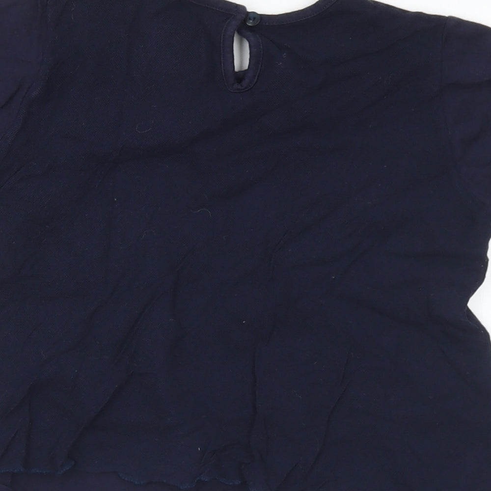 Jean Bourget Girls Blue Cotton Basic T-Shirt Size 4 Years Round Neck
