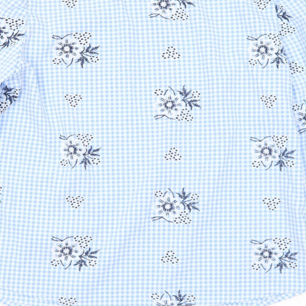Pieces Womens Blue Check Polyester Basic Blouse Size S Round Neck