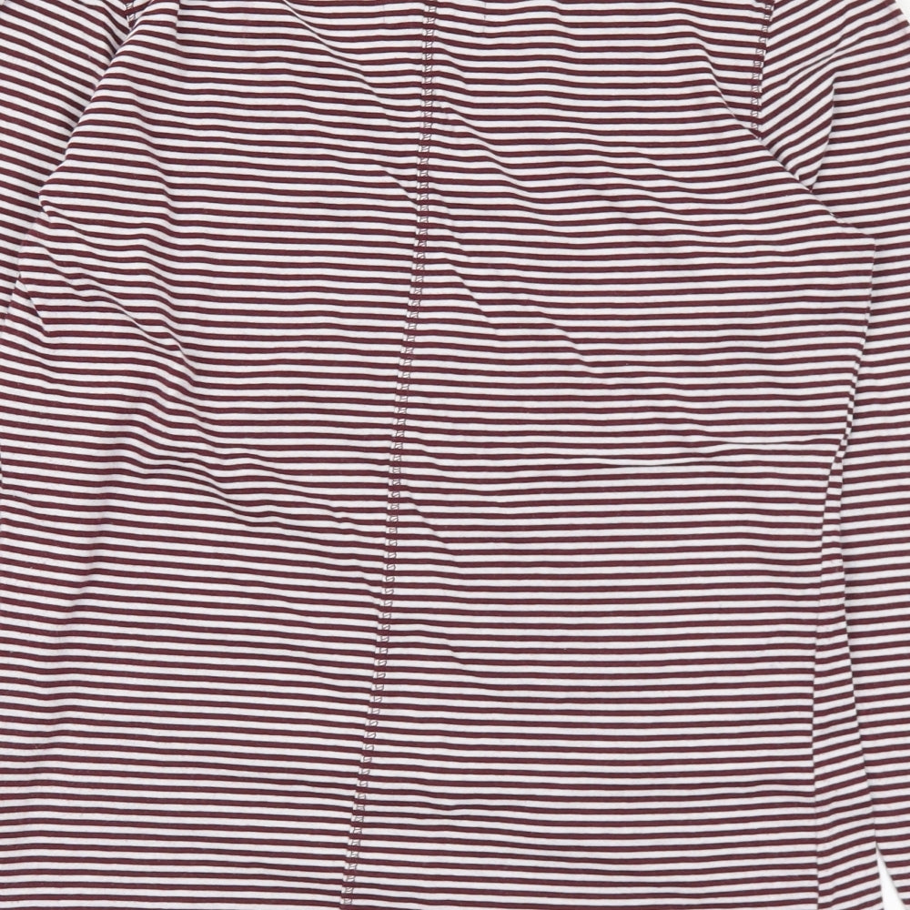 Dunnes Stores Womens Purple Striped Polyester Basic T-Shirt Size 12 Round Neck