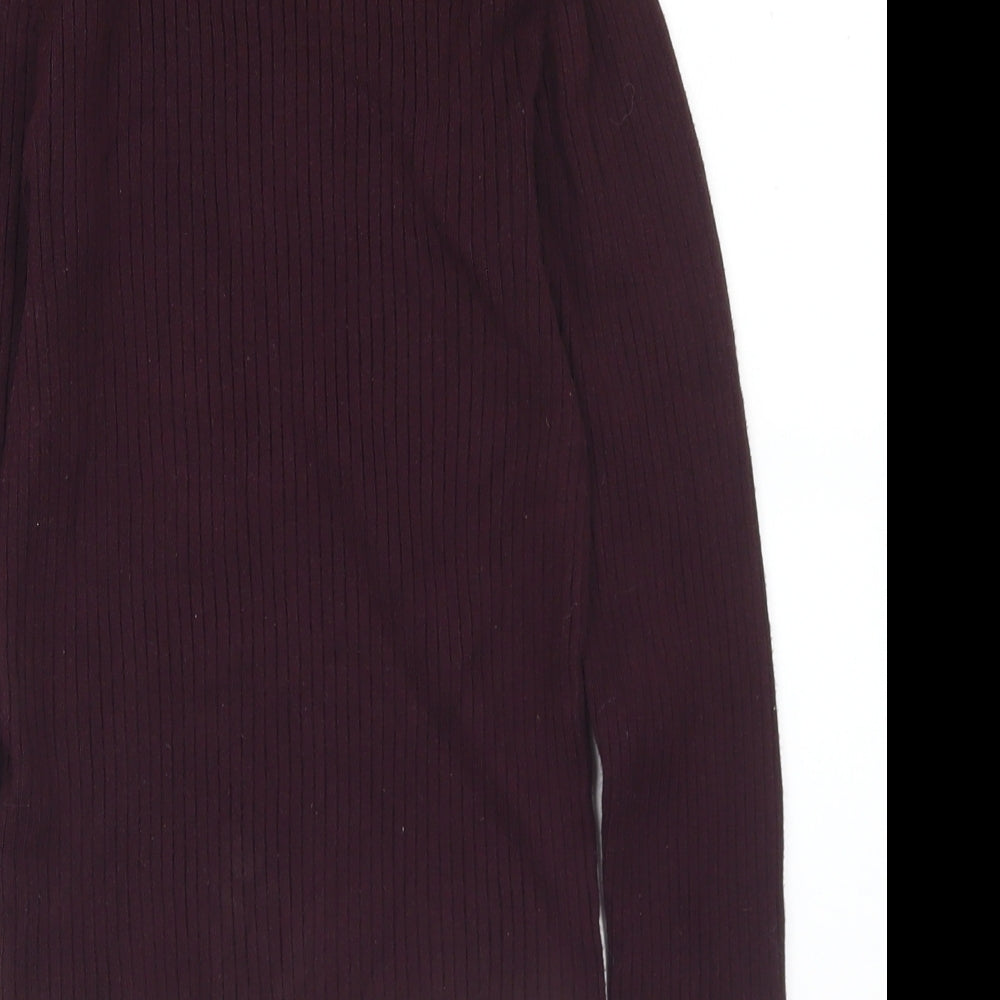 Primark Womens Purple Mock Neck Viscose Pullover Jumper Size 10 - 10-12