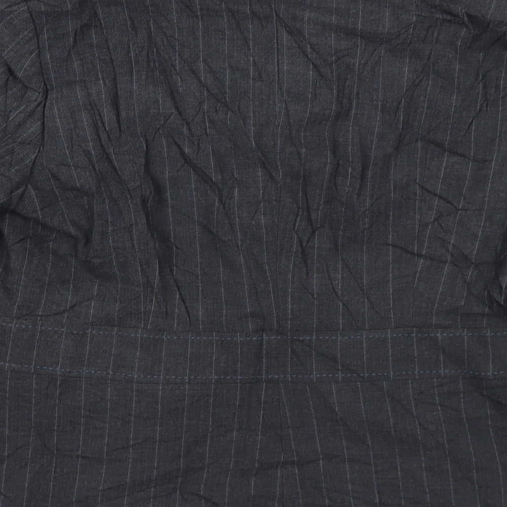 Atuonomy Womens Grey Pinstripe Polyester Jacket Suit Jacket Size 16