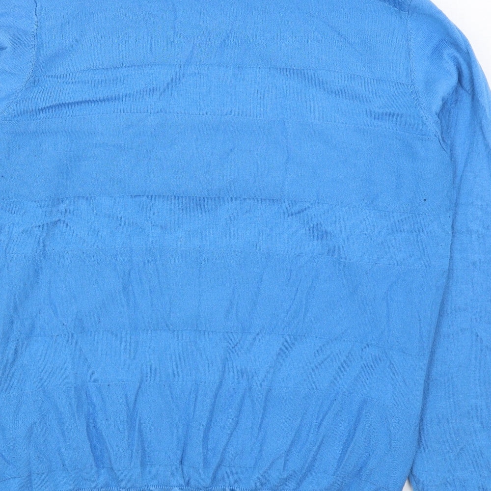 Greenland Womens Blue High Neck Cotton Cardigan Jumper Size 16