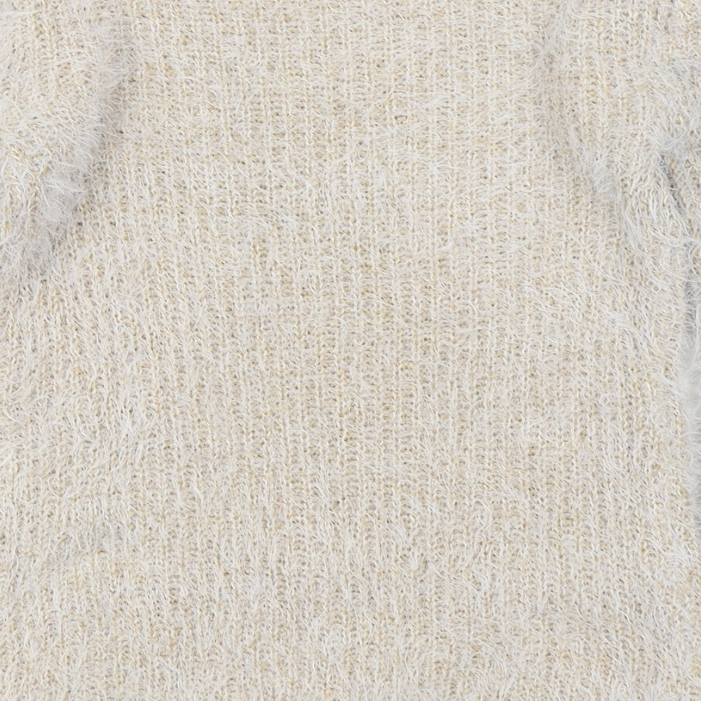 Xiaosa Fushi Womens Beige Round Neck Cotton Pullover Jumper Size M