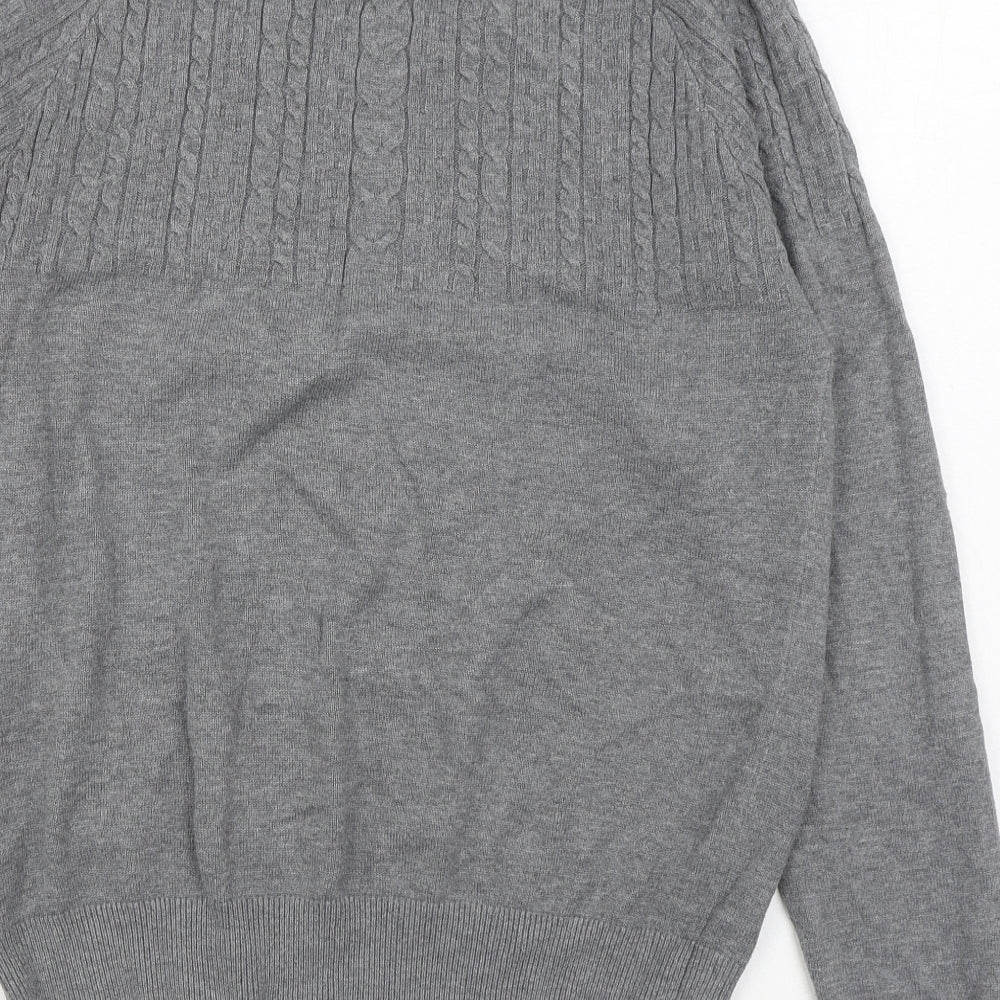 Red Herring Mens Grey Round Neck Acrylic Pullover Jumper Size S