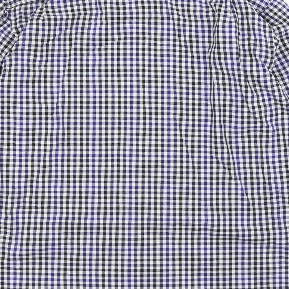 Pretend Mens Blue Plaid Cotton Button-Up Size M Collared Button