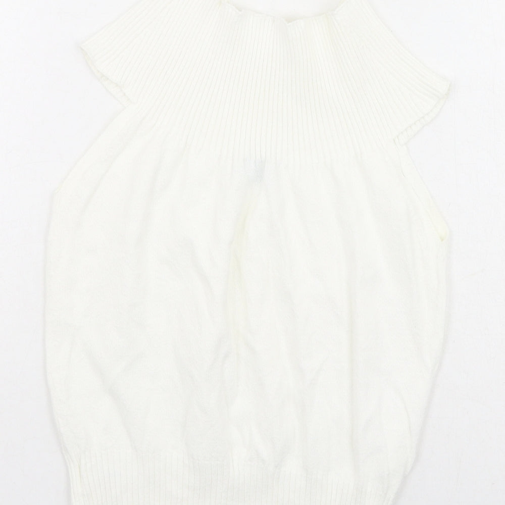 Oasis Womens Ivory High Neck Viscose Pullover Jumper Size 12