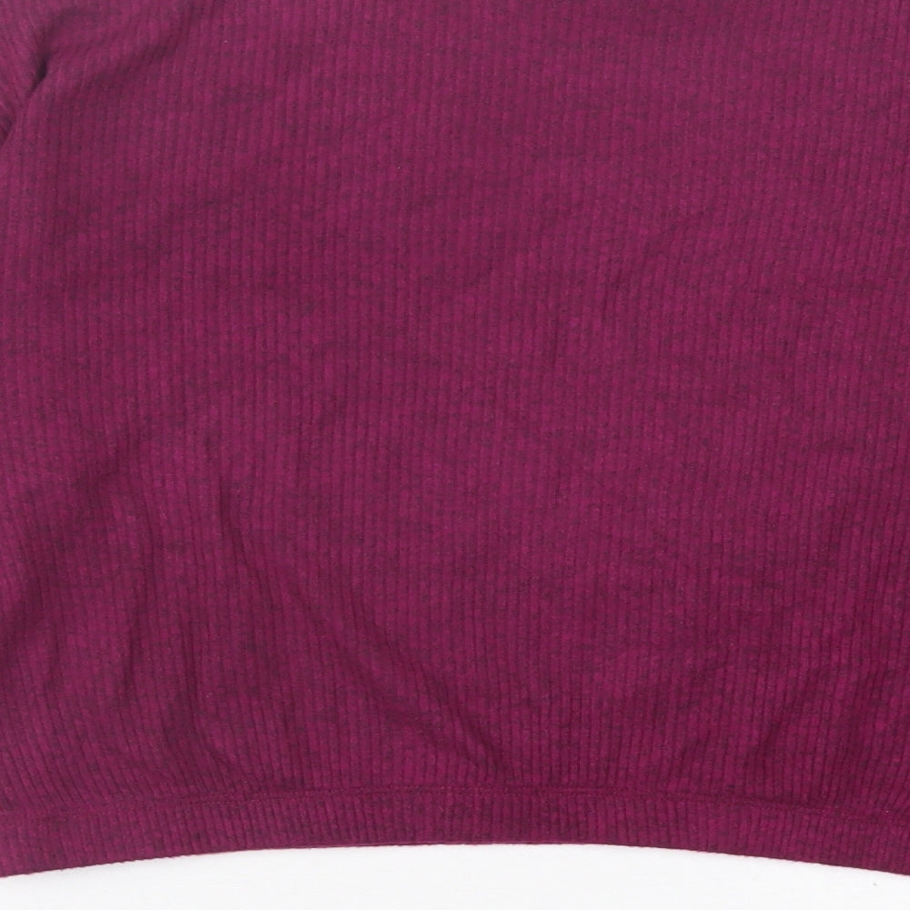 Only Womens Purple Polyester Cropped T-Shirt Size S High Neck